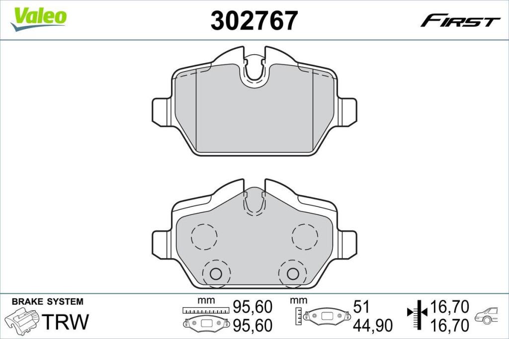 Jeu de 4 plaquettes de frein VALEO 302767